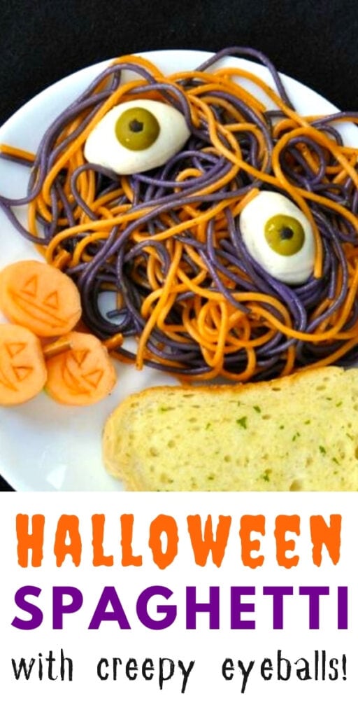 Halloween Spaghetti with Eyeballs {To Spook Your Kids!}